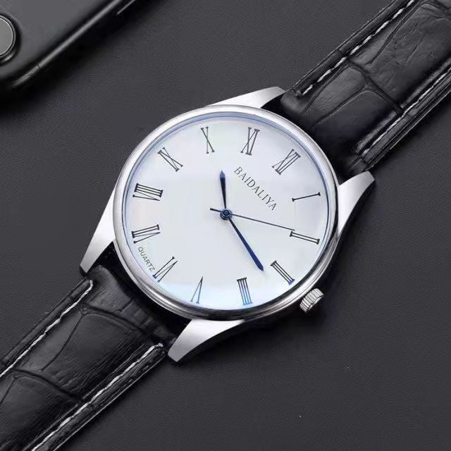 WOKAI high quality fashion casual men's three-eye quartz belt watch men's business waterproof luminous retro electronic clock